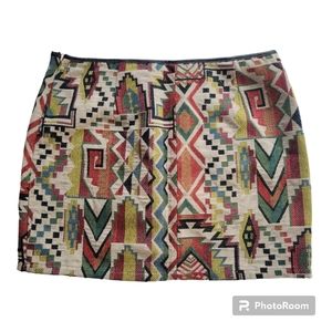 BlueTique Aztec Print Women Medium Mini Skirt Southwestern Multi Color LS30154